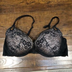 Victoria’s Secret Sexy Little Things Gorgeous Black Lace Rhinestone Push Up Bra
